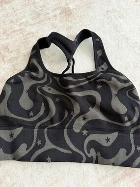 JoyLab Seamless Racerback Sports Bra Black Gray Swirl Women’s Large